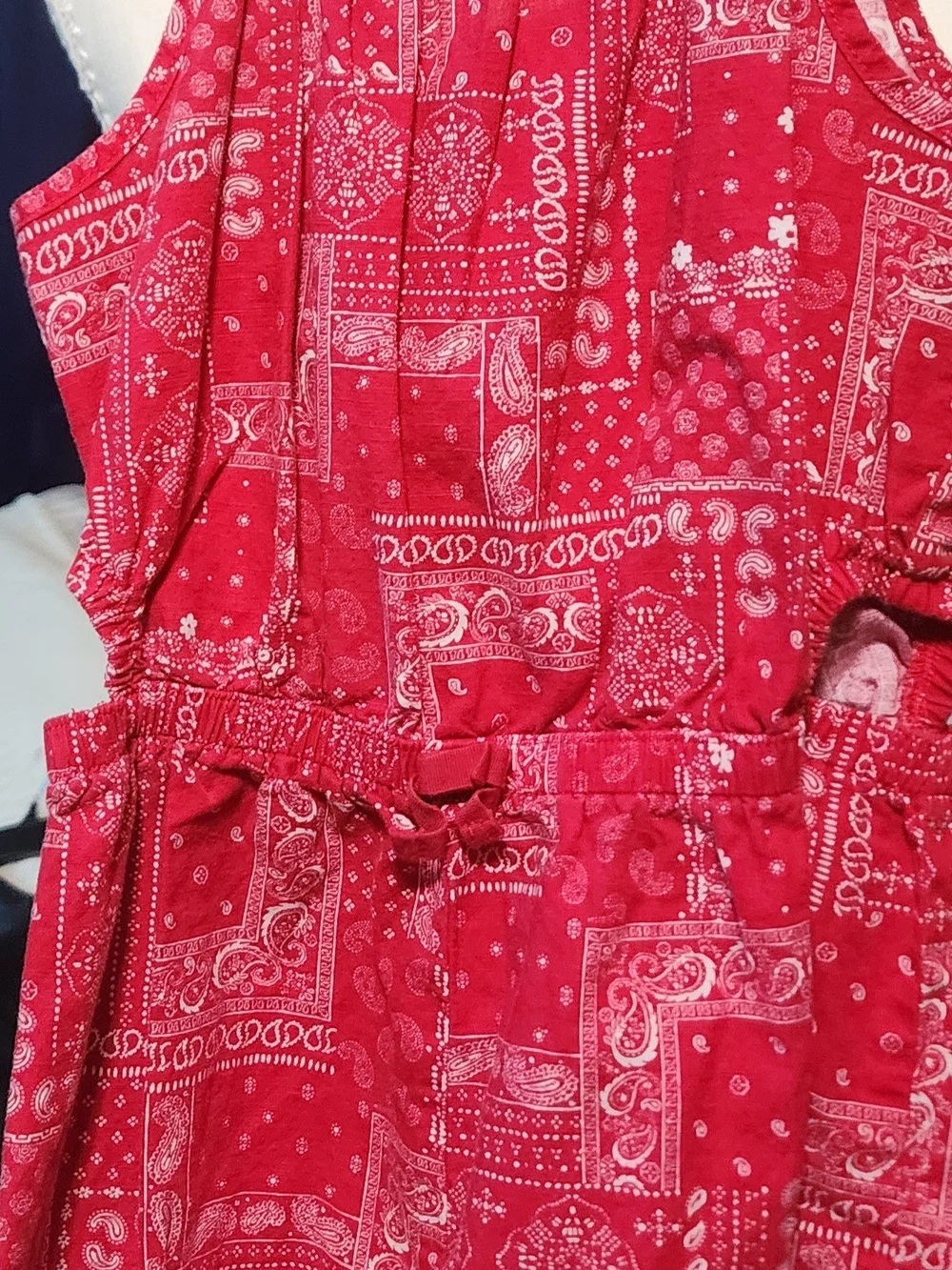 OshKosh B'gosh Red Bandana Print Romper with Tie Strap Sz 8